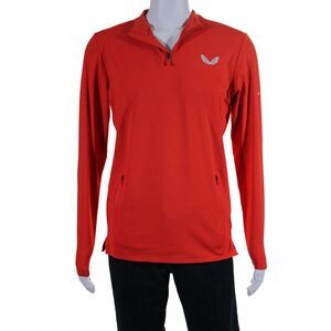 Castore Mens High Neck Quarter Zip Pullover Activewear Sweatshirt Orange Size S